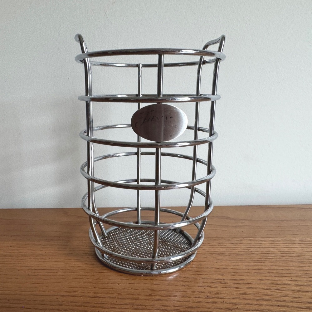 Fiesta Chrome Wire Utensil Holder Kitchen Tool Caddy Mesh Bottom Silver